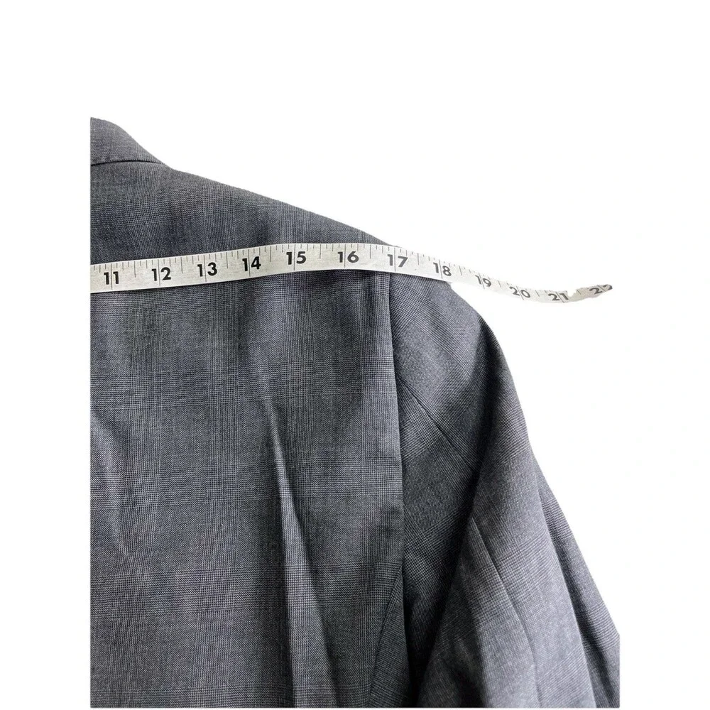 J Hilburn Vitale Barberis Men 36R Blazer European Fit Gray Wool Glen Plaid
